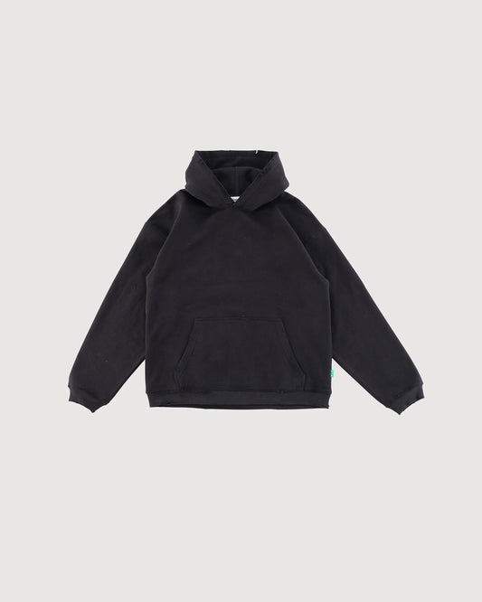 Distressed Plain Hoodie Black